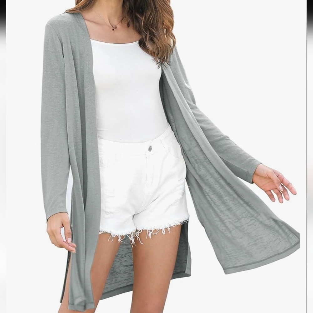 Only One Because It's A Passial Gray Open Front Cardigan XL Lightweight - Picture 2 of 11
